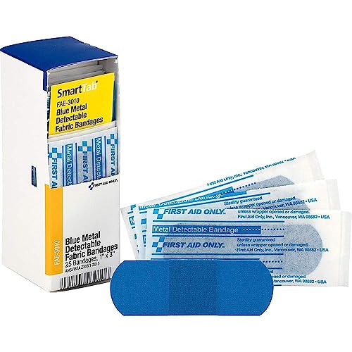 Metal Detectable Adhesive Bandages - 1 x 3 Inch - 25 Count Blue Refill