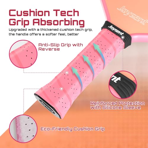 Joysent Pink Pickleball Paddles (Set of 2) Lightweight USAPA-Approved Fiberglass Rackets
