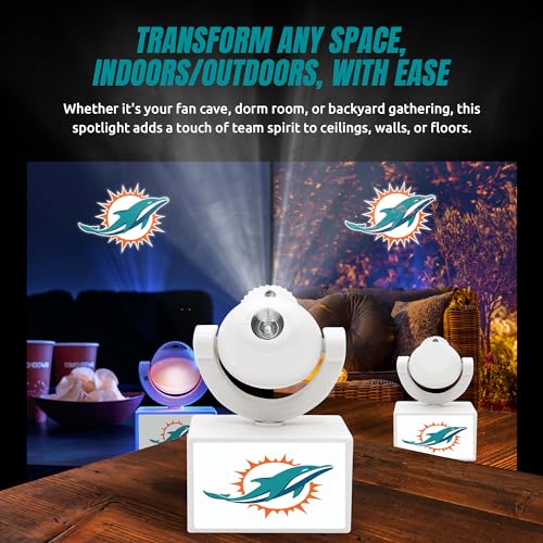 Miami Dolphins LED Mini Spotlight Projector - Portable & Rechargeable