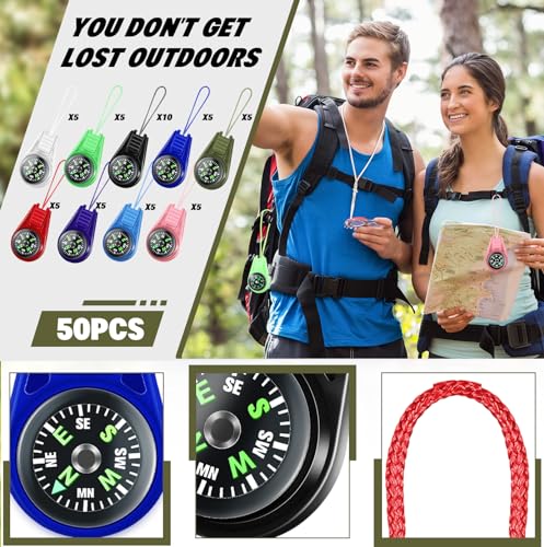 Mini Pocket Compasses Set for Kids - 25 Pack with Keychains