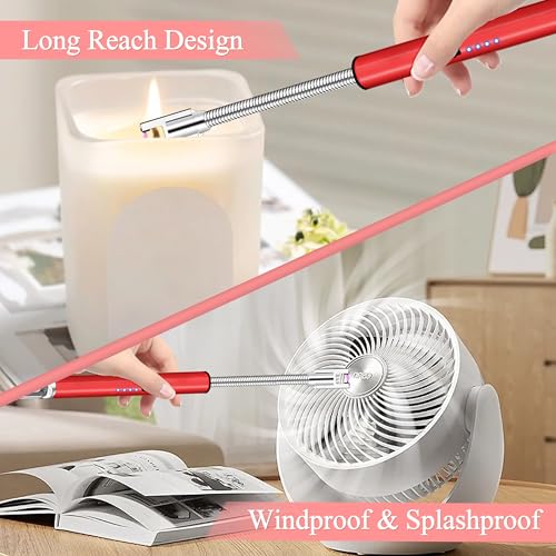 Plasma Flameless Electric Lighter - Rechargeable Candle Lighter - Red