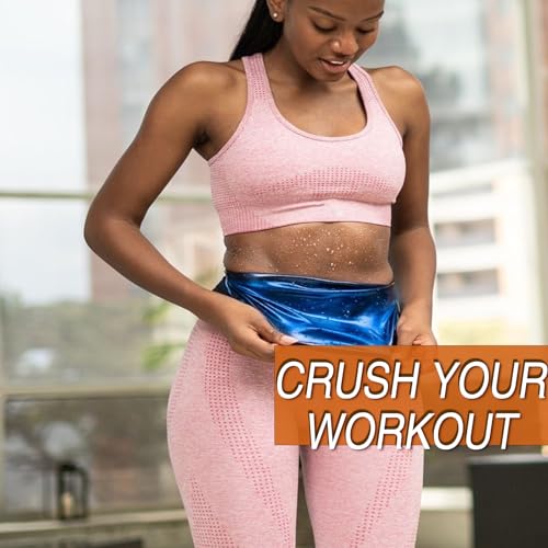 Waist Trainer Sweat Belt for Women - Blue, Large/XL