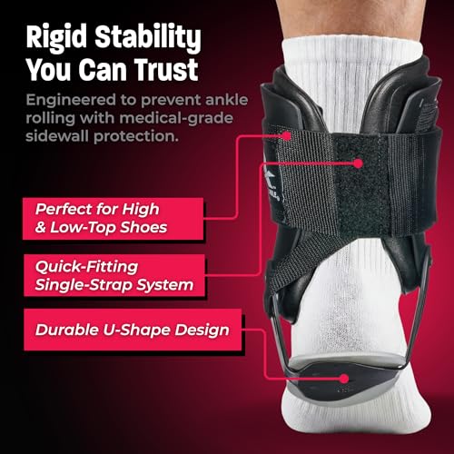 Cramer Active Ankle T2 Brace Medium Black - Rigid Support for Sprains, Volleyball & Cheerleading