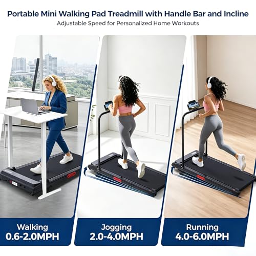 Portable Walking Pad Treadmill with Incline & Handle Bar - 350LBS Capacity