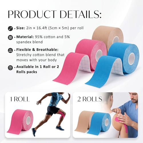 Kinesiology Athletic Tape Roll - Skin-Friendly Cream, 1 Count