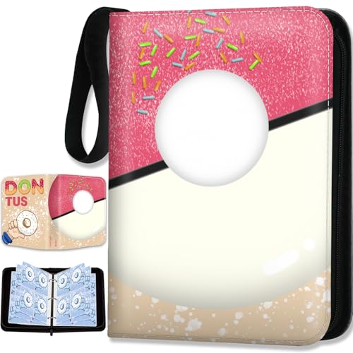 Donut-Themed Trading Card Binder - 400 Pocket Zipper Holder