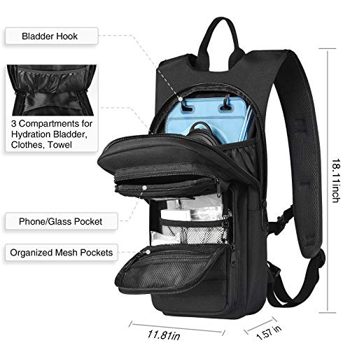 Hydration Backpack with 3L Water Bladder - Black Tactical Pack