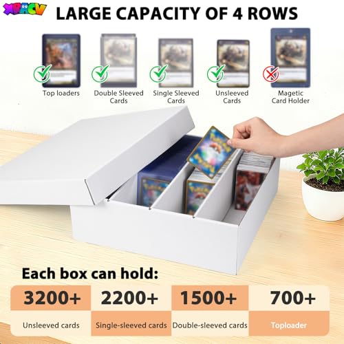 4-Row 3200 Card Capacity Trading Card Storage Box - Organize Game Cards