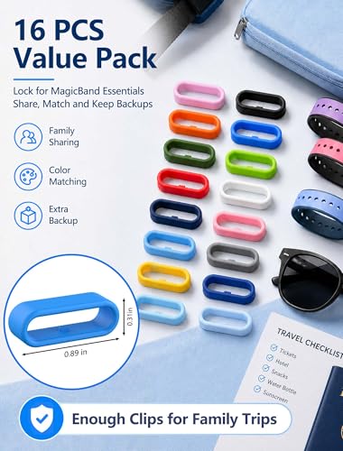16Pcs Silicone Wristband Keeper Clips - Multicolor Security Locks