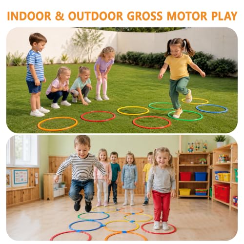 11-Inch Hopscotch Rings Agility Set for Kids Obstacle Course - 10 Pieces with Connectors
