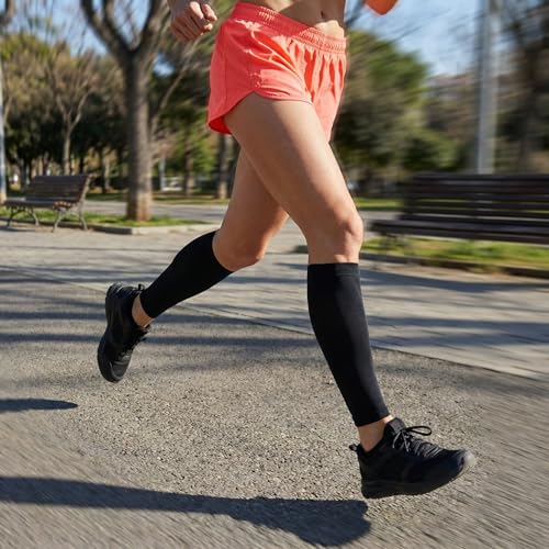 Calf Compression Sleeve for Men & Women - Short Black L (1 Pair)