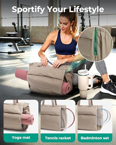 Yoga Pilates Tote Bag for Women - Camel, Lightweight & Waterproof Sling Bag