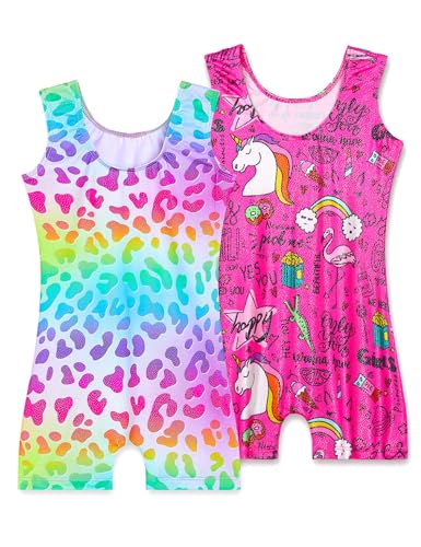 Sparkly Sleeveless Leotards for Girls - 2 Pack Unitards