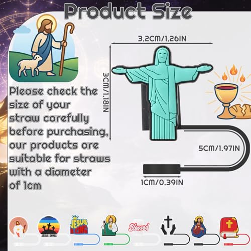 20 Pcs Silicone Cross Straw Cover Caps - 10mm Multicolored Cross Set