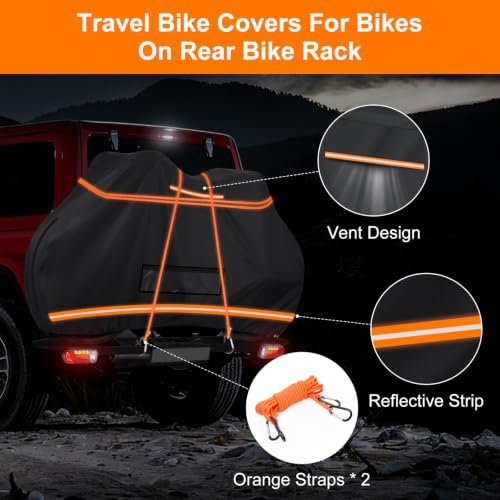 BORDAN 1-Bike Cover on Rear Rack, 74x30x50 in, 600D Waterproof, Includes Bar Cover