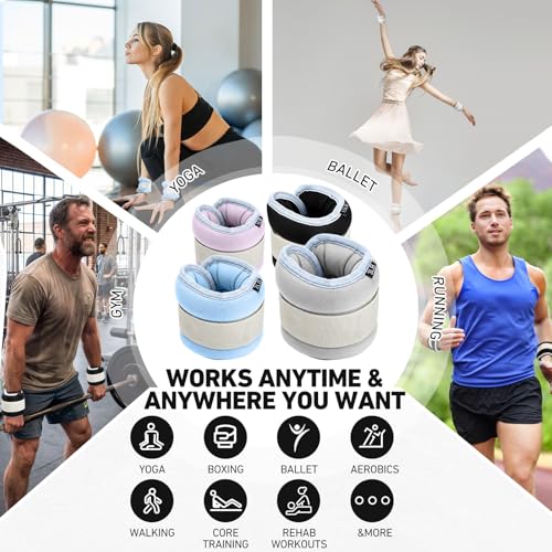 Adjustable Ankle & Wrist Weights Set for Women Men Kids - 2, 3, 4, 6 lbs Resistance