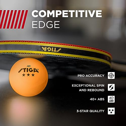 Stiga 3-Star Table Tennis Balls - 40mm Tournament Quality - 6 Pack Orange