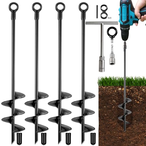 Heavy Duty Ground Anchors - 18 Inch Screw-in Anchor Kit, 4 Pack
