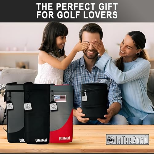 Insulated Slim Golf Bag Cooler - Gray & Black, Holds 6 Cans