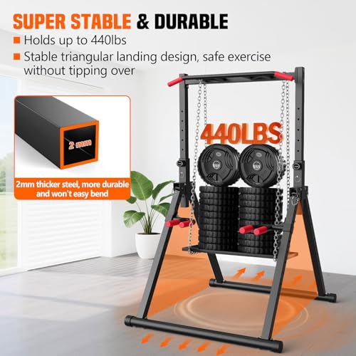 Foldable Power Tower Dip Station for Pull Ups & Dips - Black