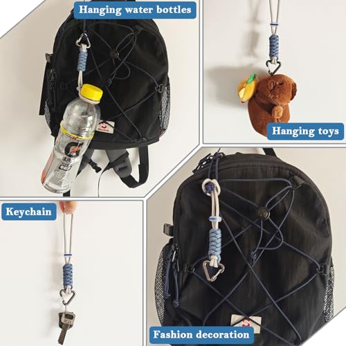 Paracord Keychain with Carabiner Clip - Triangle - T-Blue