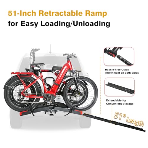 200 lbs E-Bike Hitch Rack with Ramp - Fits 2 E-Bikes