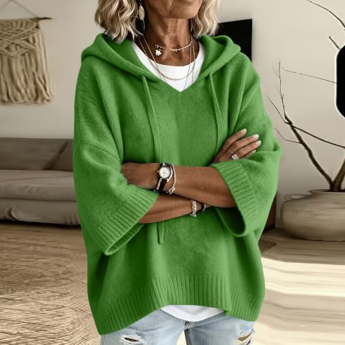 Warm Striped Oversized Hoodie for Women - X-Large Green