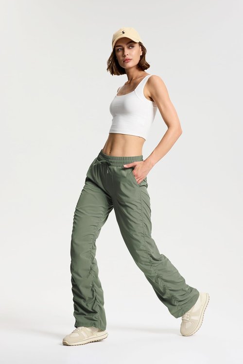 Yogipace Women's Lightweight Wrinkle Resistant Dance Studio Pants,Travel Pant with UV Protection,31",Grey Sage,Size M