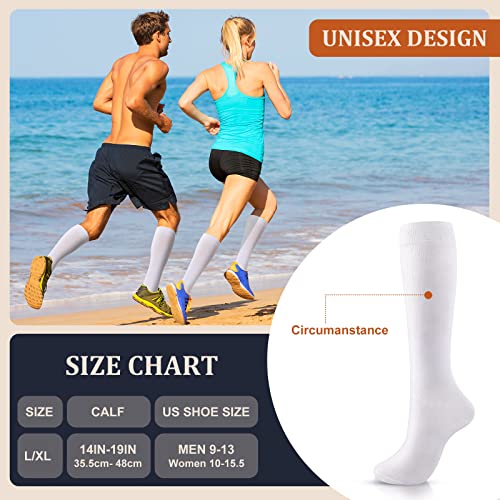 White Tisancy Compression Socks 20-30 mmHg for Men & Women, 4 Pairs