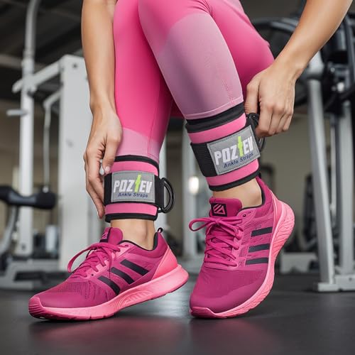 Adjustable Padded Ankle Straps for Cable Machine - Pink