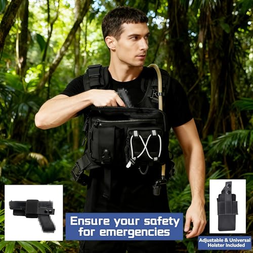 DegeTMVe 2L Hydration Running Vest with Water Bladder, Adjustable Reflective Backpack for Cycling & Hiking