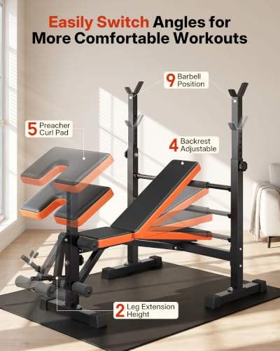 6-in-1 Adjustable Weight Bench Set for Full-Body Training - Allfit