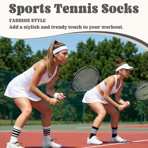 Striped Casual Athletic Socks for Women - 6 Pcs Set