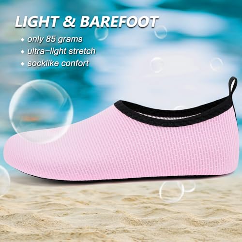 Deevike Water Shoes for Women & Men - Barefoot Quick-Dry Aqua Socks Pink 11-12 Women / 9.5-10.5 Men