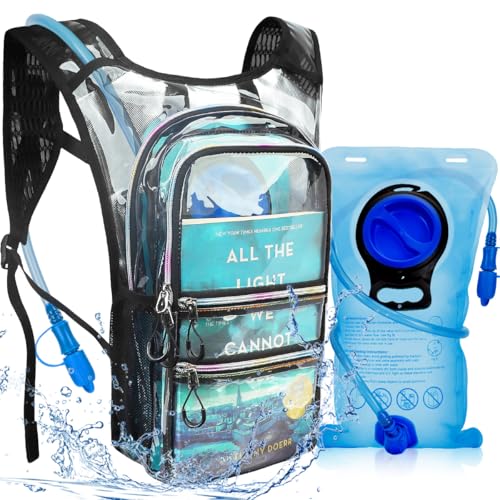 Transparent Hydration Backpack with 3L Insulated Water Bladder for Rave, Hiking, Biking