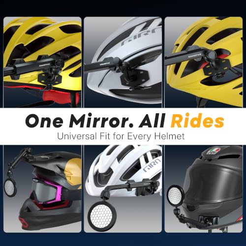 Black Bike Helmet Mirror - 360° Adjustable, Rotatable, Quick Release Cycling Rearview