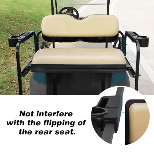 Golf Cart Armrest with Cup Holder & Phone Holder - Black