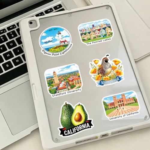 50-Piece California The Golden State Vinyl Sticker Pack - Waterproof Decals