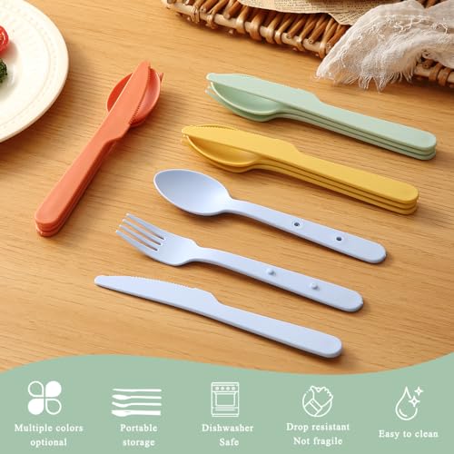 Travel Utensils Set for 8 - Reusable Cutlery for Camping & Picnics