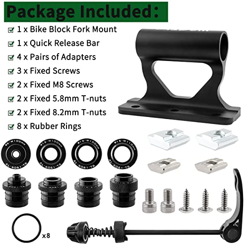 Upgraded Bike Fork Mount with Quick Release & 4 Adapters - Black