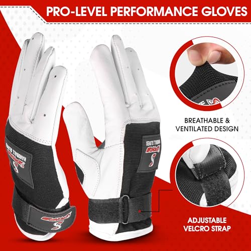 Premium Leather Handball Gloves - Large, Unpadded with Adjustable Strap
