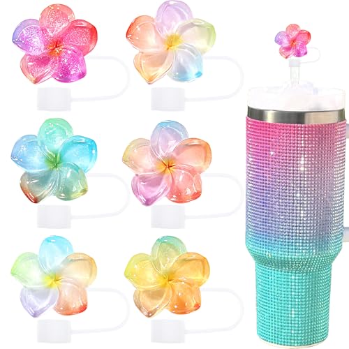 Flower Straw Toppers Set - Silicone Covers for Tumblers