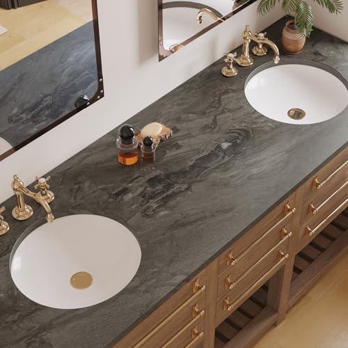 VaryPaper Dark Smoky Brown Marble Contact Paper Waterproof Matte Marble Peel and Stick Wallpaper for Bathroom Kitchen Walls Removable Self Adhesive Granite Vinyl Wrap for Countertops 15.7''x78.7''