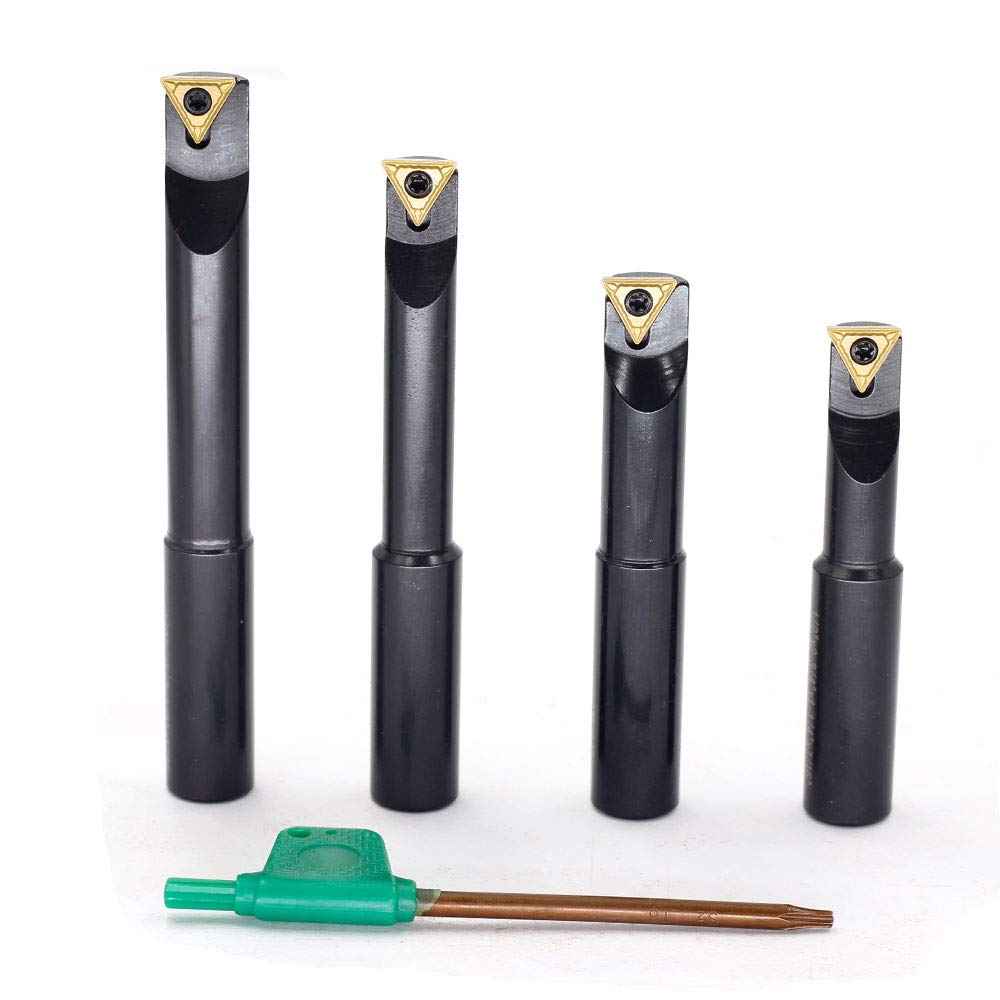 OSCARBIDE 1/2"Round Shank Boring Bar Set, 90 Degree with Indexable Carbide Inserts TCMT21.51(TCMT110204),4 Pieces/Set