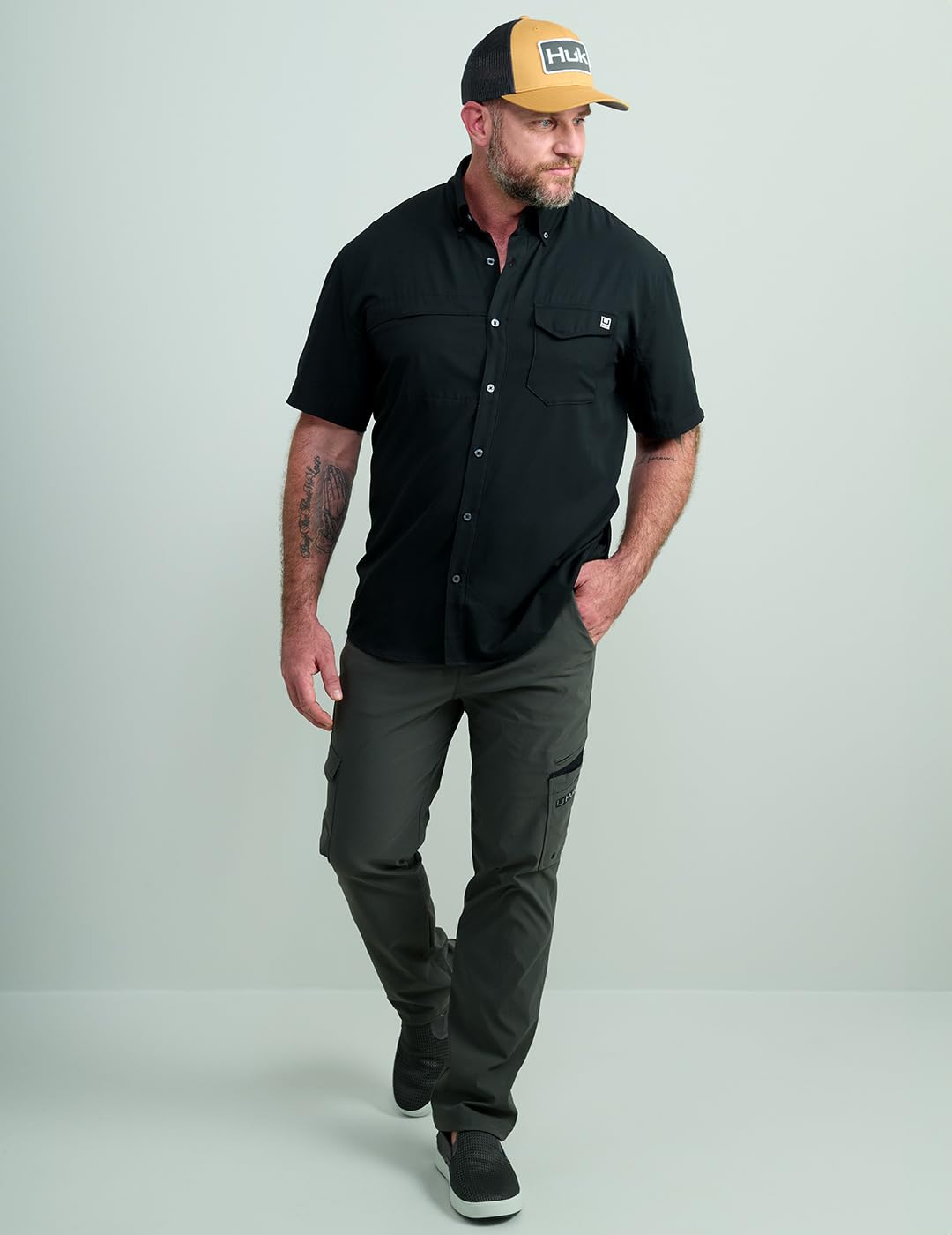 Tide Point Solid Short Sleeve Shirt, Button Down for Men