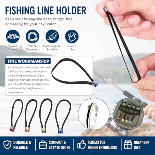 4-Piece Fishing Line Keeper Set - Elastic Fabric Tippet Rings Holder