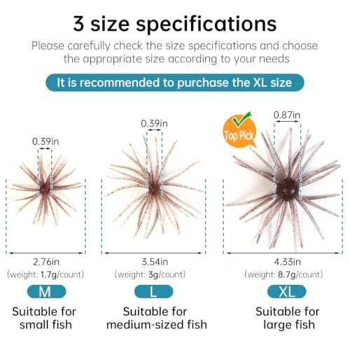 XL-4.33 inch 6 pcs Urchin Soft Baits for Bass Fishing - Creature Lures