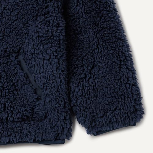 Toddler Boys Half Zip Sherpa Hoodie Sweatshirt with Kangaroo Pocket - Large Navy