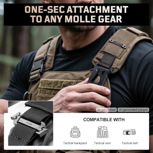 Heavy-Duty Tactical MOLLE Clip with Metal Hook & Webbing