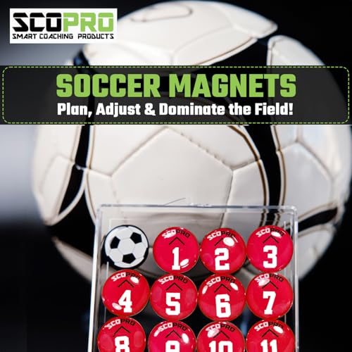Soccer Coaching Magnets - Numbered Magnetic Player Markers, 0.75" Red, 1 Set